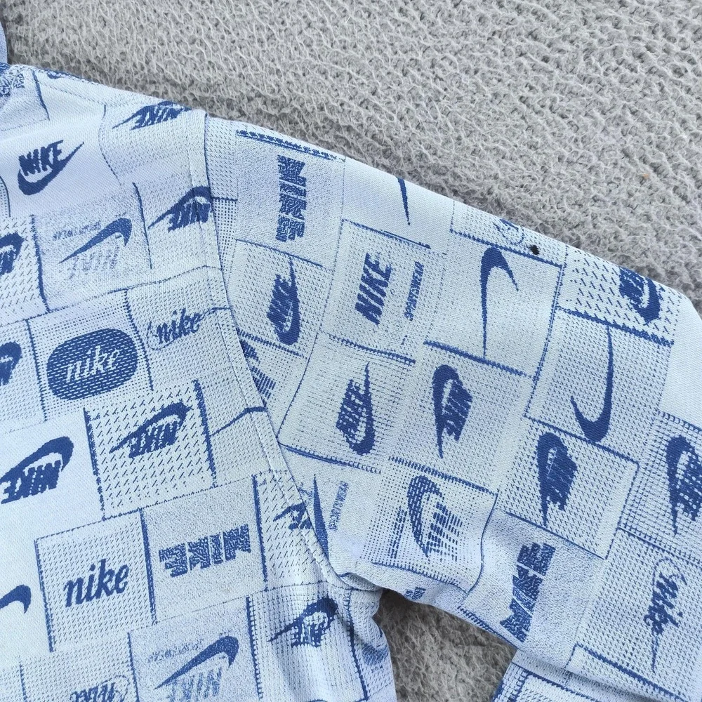 Nike Sportswear Hoodie Kids XL Blue All Over Logo Graphic Pullover FN8741-440